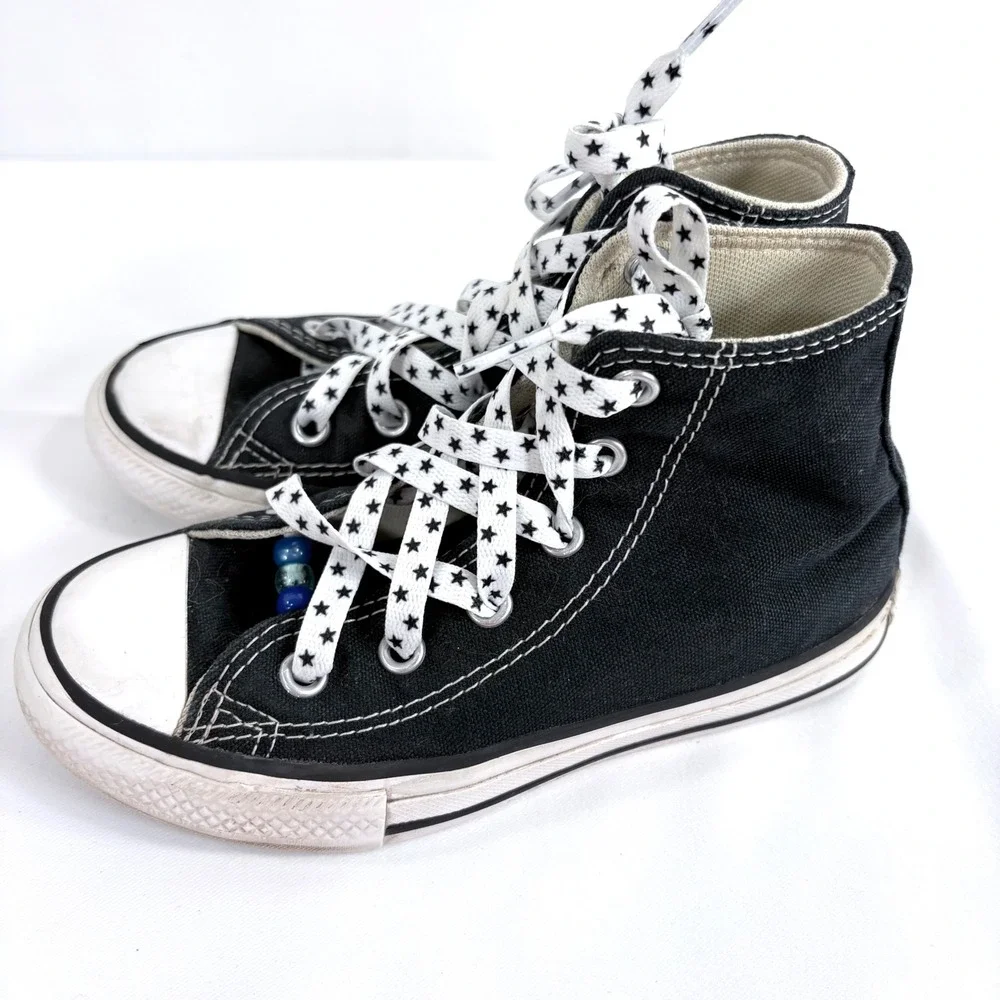 Converse Chuck Taylor All Star High Top Black Star‎ Print Laces 3J231 Youth 11.5
